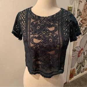 Emerald Green Lace Crop Top